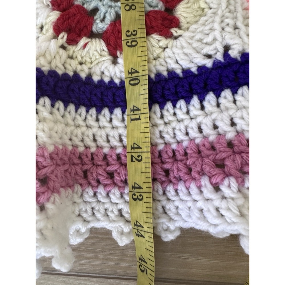 VTG Handmade Granny Square Crochet Afghan Throw Floral Lap Blanket 54x44 Boho - Picture 12 of 12